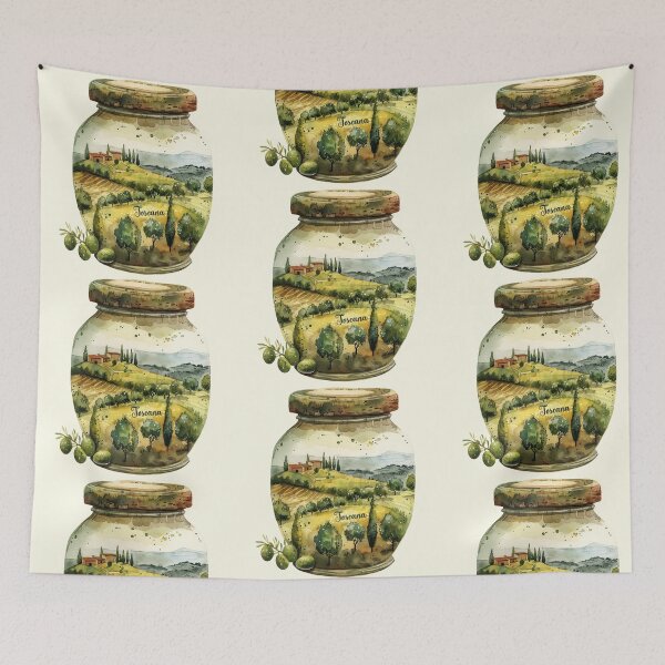 Item preview, Toscana closed into an Olive Jar watercolor art designed and sold by EmeraldeaArt.