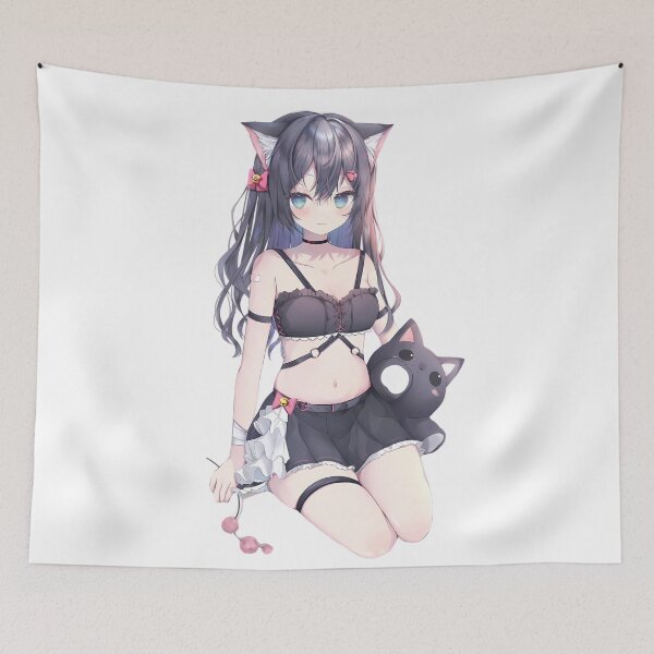 Item preview, Cute neko girl with a plush kitten designed and sold by xVicksx.