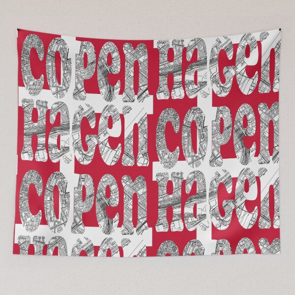 Item preview, Copenhagen City Map Typography - Denmark Flag Urban Design designed and sold by Michael van der Hoorn.