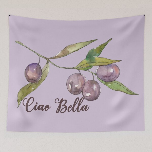 Item preview, Ciao Bella purple Olive branch watercolor designed and sold by EmeraldeaArt.
