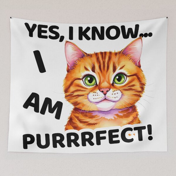 Item preview, Overconfident Orange Tabby Cat – "Yes, I Know... I'm Purrrfect!" Cartoon designed and sold by Fredster1966.