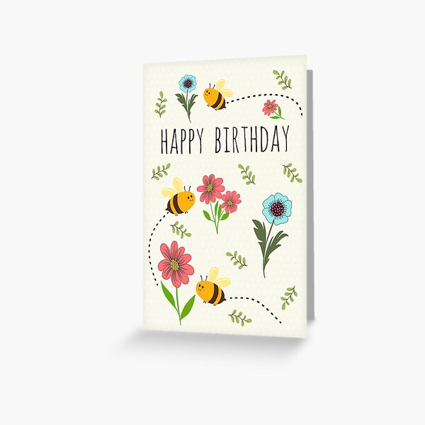 Item preview, Birthday Buzzing Bees and Flowers designed and sold by Cedarrue.