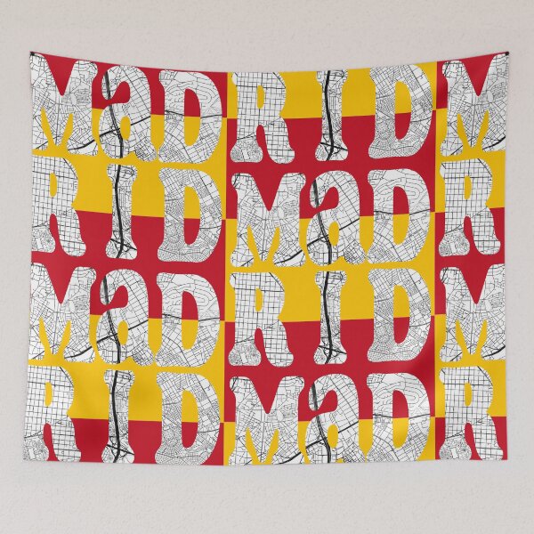 Item preview, Madrid City Map Typography – Spain Urban Art on Flag Background designed and sold by Michael van der Hoorn.