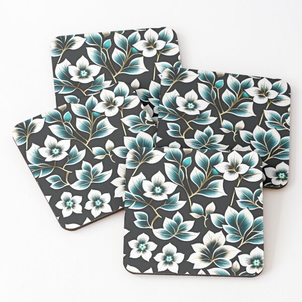 Item preview, Seamless Repeat of Vintage Floral Design with Teal Accents designed and sold by Juliette Ozkalfayan.
