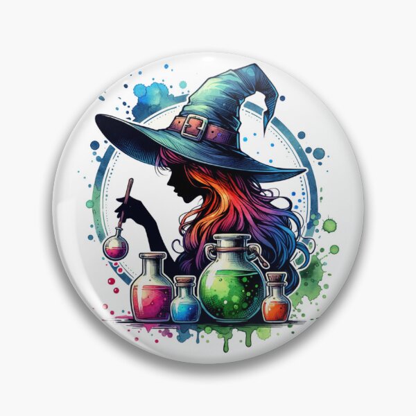 Item preview, Watercolor Witch Making Potions designed and sold by 2ndSketch.