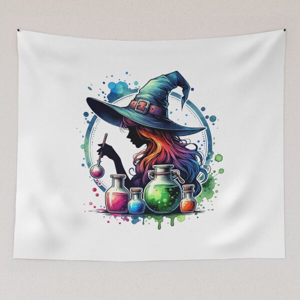 Item preview, Watercolor Witch Making Potions designed and sold by 2ndSketch.