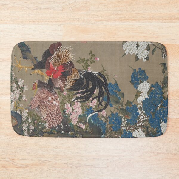 Item preview, Jakuchū 【Hydrangea and Two Roosters】伊藤若冲【紫陽花双鶏図】 designed and sold by LOVEandPIECE-JP.