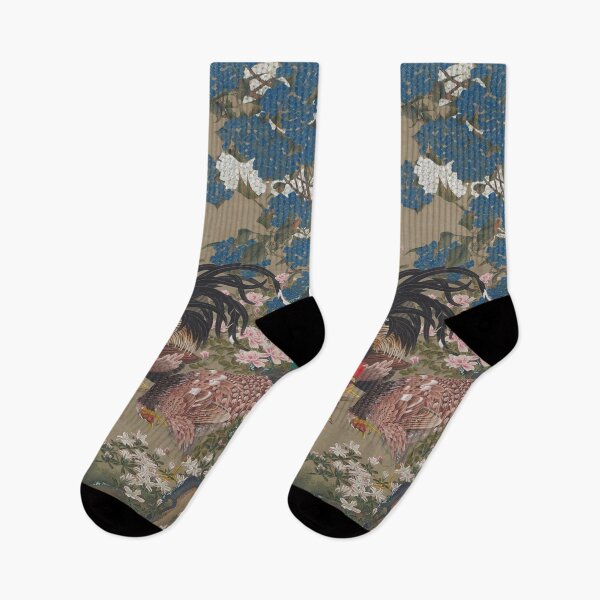 Item preview, Jakuchū 【Hydrangea and Two Roosters】伊藤若冲【紫陽花双鶏図】 designed and sold by LOVEandPIECE-JP.