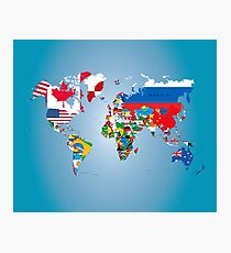 Traveler World Map Flags Photographic Print