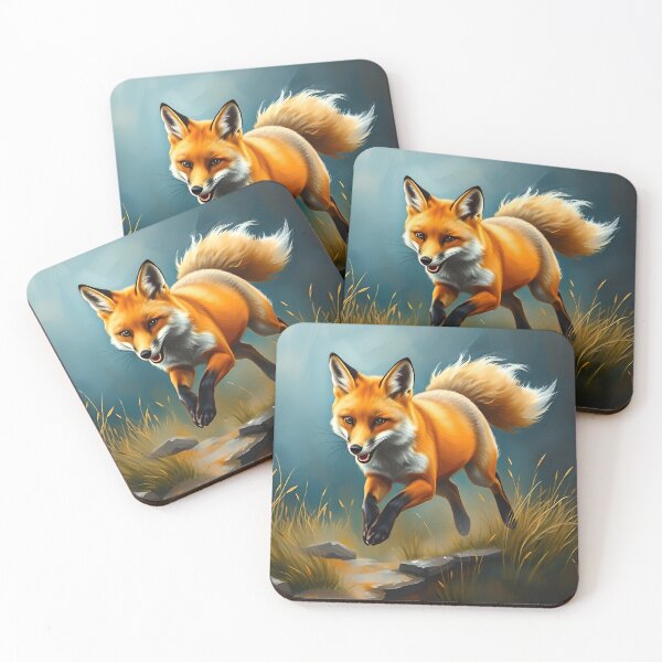 Item preview, Leaping Red Fox Oil Painting Style Forest Animal Art designed and sold by kakarikihill.