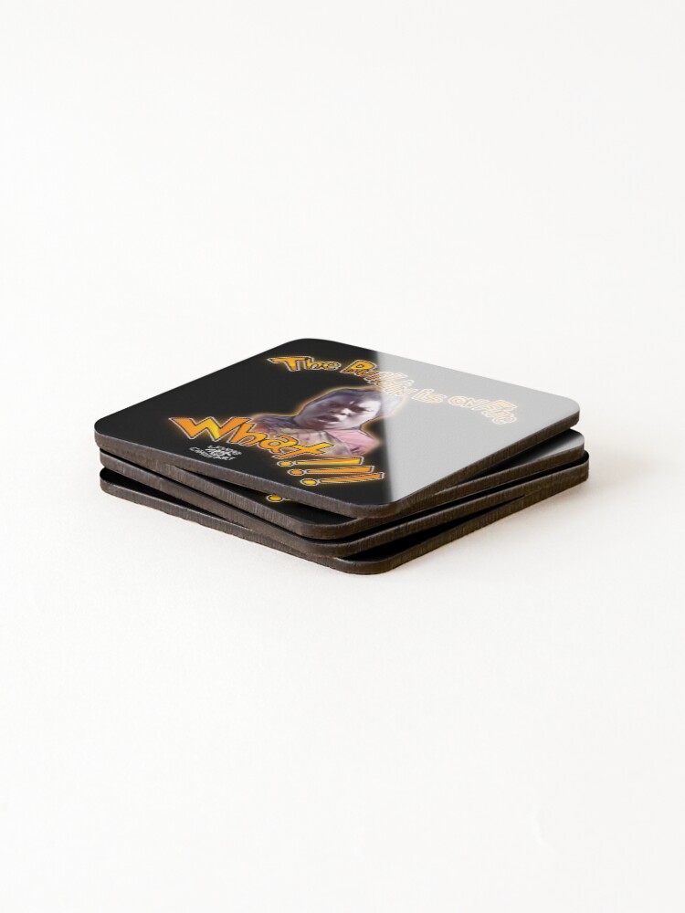 Aperçu 4 sur 5. Dessous de verre (lot de 4) avec l'œuvre Quoi!!! créée et vendue par LevonsCrazyArt.