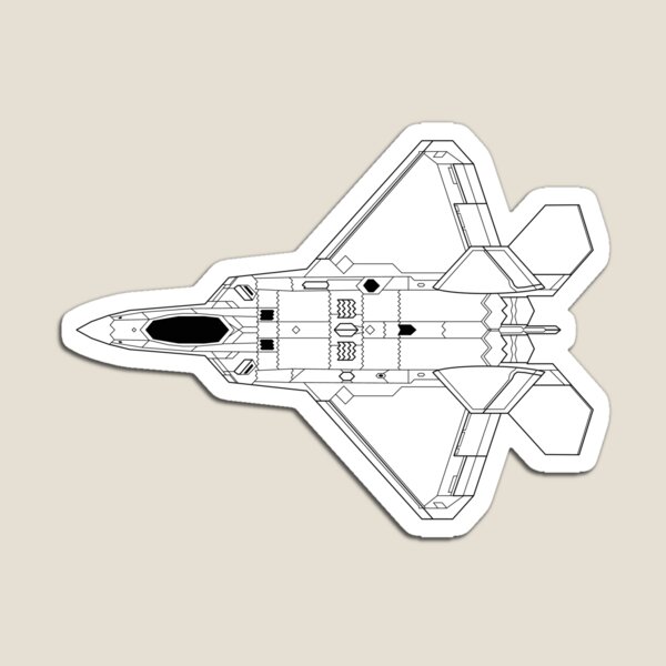 Vista previa del artículo con la obra «Dibujo lineal de la vista superior del F-22 Raptor», diseñado y vendido por Aero-ink45.