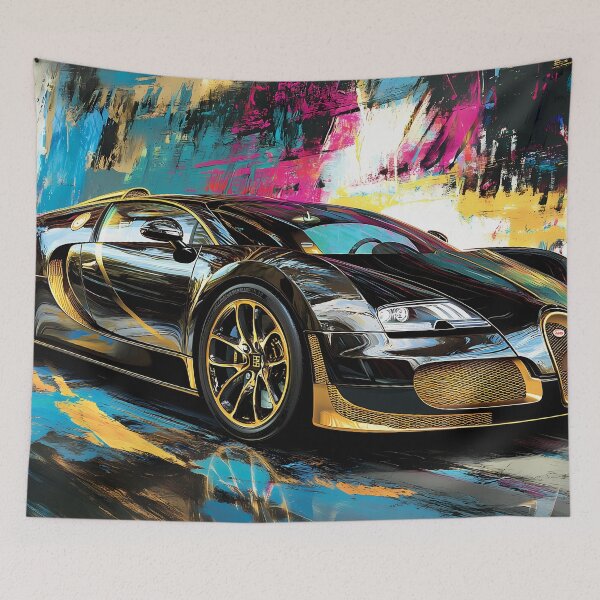 Item preview, Black & Gold Bugatti Veyron – Luxury Pop Art Wall Art designed and sold by AutoPopStudio.