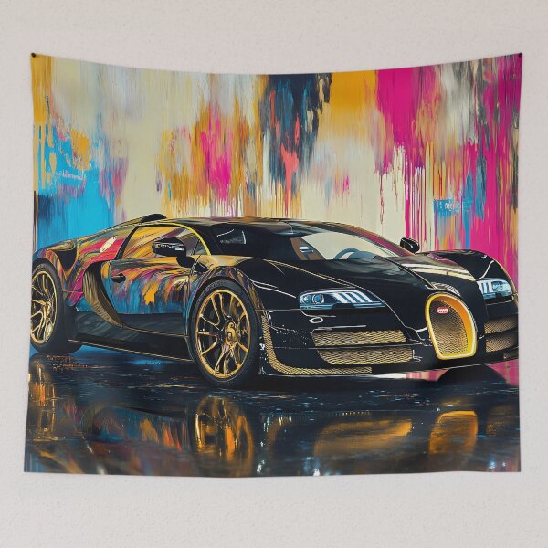 Item preview, Black & Gold Bugatti Veyron – Luxury Pop Art Wall Art III designed and sold by AutoPopStudio.