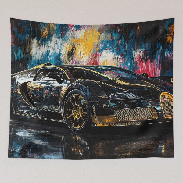 Item preview, Black & Gold Bugatti Veyron – Luxury Pop Art Wall Art IV designed and sold by AutoPopStudio.