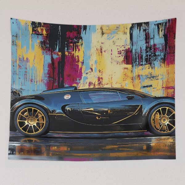 Item preview, Black & Gold Bugatti Veyron – Luxury Pop Art Wall Art V designed and sold by AutoPopStudio.