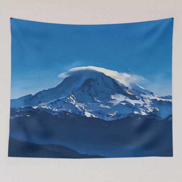 Artikelvorschau, Mount Rainier mit Linsenwolke (Ölgemälde) entworfen und verkauft von flyscenicair.