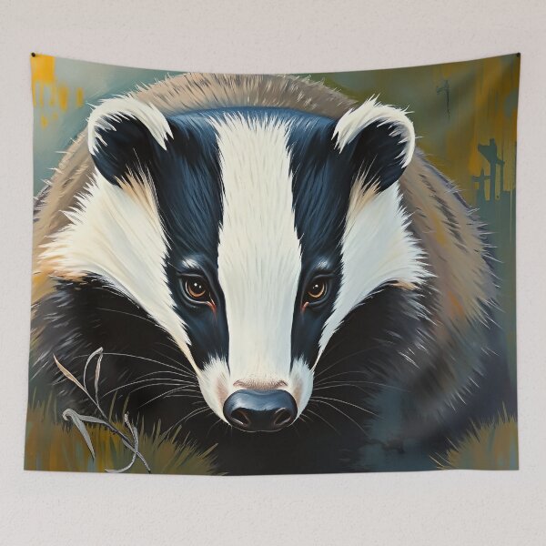 Item preview, Badger Portrait Oil Painting Style Forest Animal designed and sold by kakarikihill.