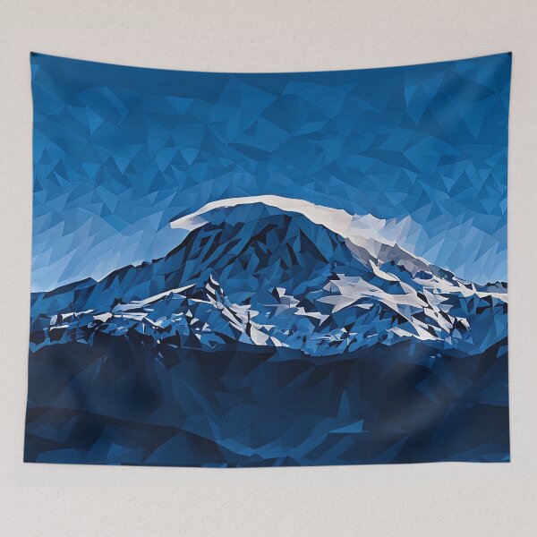 Artikelvorschau, Mount Rainier mit Linsenwolke (Poly Art) entworfen und verkauft von flyscenicair.