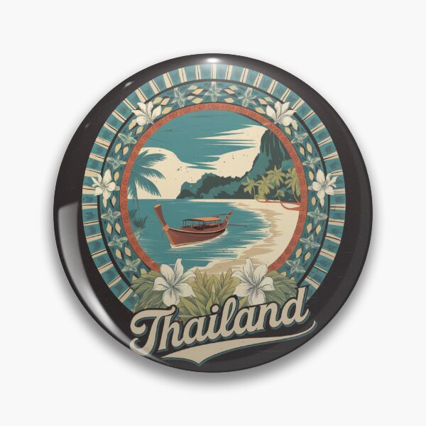 Item preview, Vintage Thailand Travel Poster - Tropical Paradise Long-tail Boat Beach Scene designed and sold by TopUpDesign.