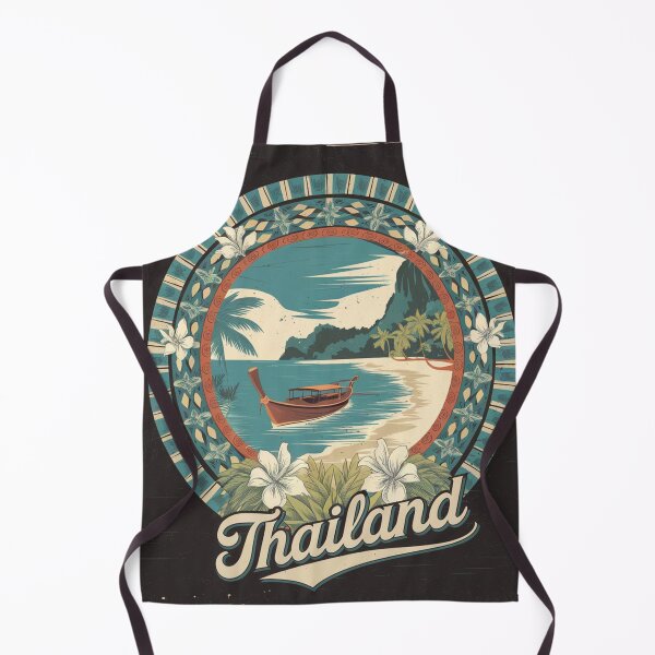 Item preview, Vintage Thailand Travel Poster - Tropical Paradise Long-tail Boat Beach Scene designed and sold by TopUpDesign.