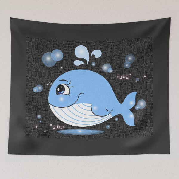 Item preview, The happy whale enjoys swimming freely back and forth in the sea, its joyful smile reflecting its delight." designed and sold by Shirley cute art .
