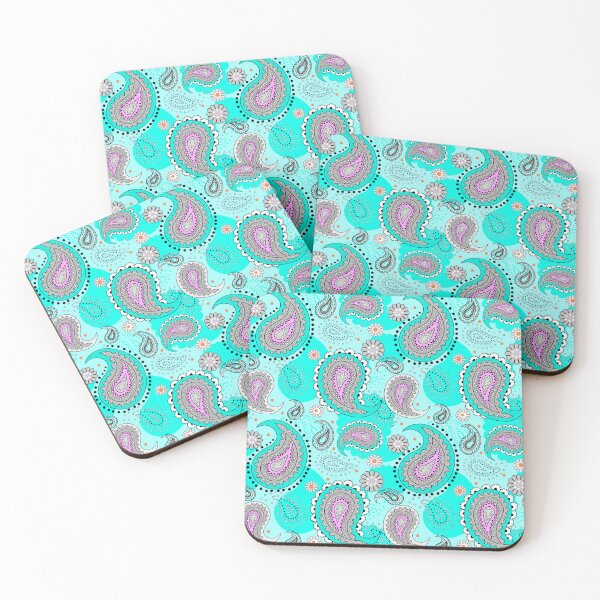 Item preview, Tribal paisley pattern bright traditional turquoise designed and sold by fuzzyfox.