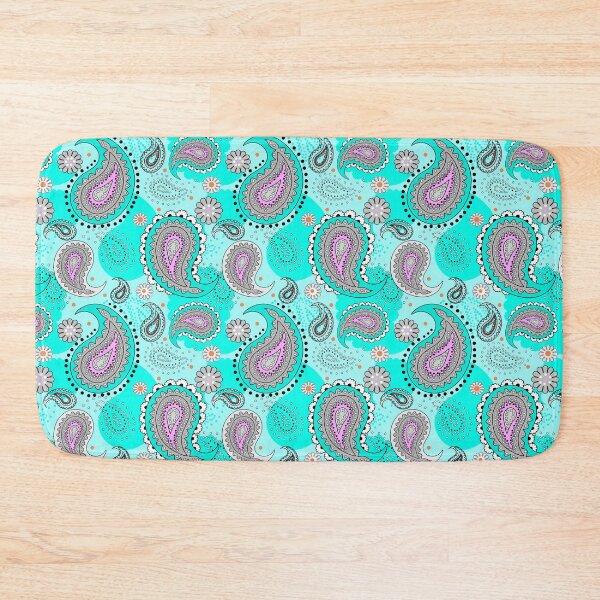 Item preview, Tribal paisley pattern bright traditional turquoise designed and sold by fuzzyfox.