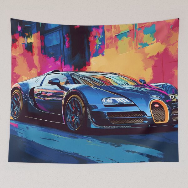 Item preview, Midnight Blue Bugatti Veyron – Sleek Pop Art Wall Art designed and sold by AutoPopStudio.