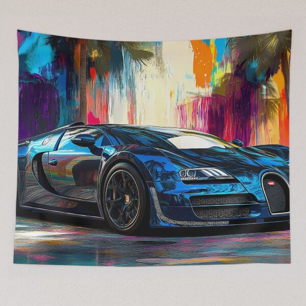 Item preview, Midnight Blue Bugatti Veyron – Sleek Pop Art Wall Art II designed and sold by AutoPopStudio.