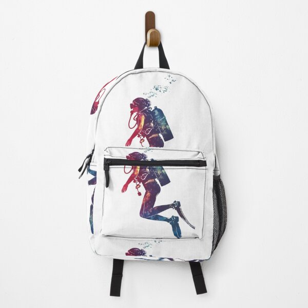 Item preview, A little diver girl with scuba gear, swimming, full body, flat watercolor style, pastel tones, clean and minimalist design, pure white background designed and sold by wonderisland.