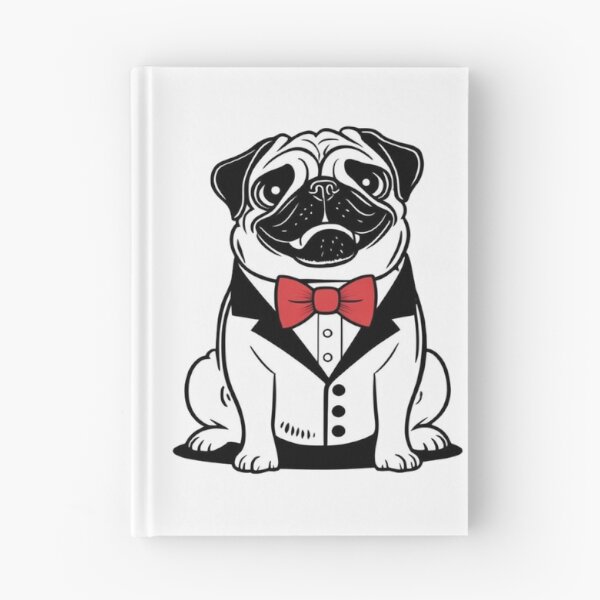 Aperçu de l'œuvre Carlin élégant en smoking – Dessin humoristique de chien créée et vendue par LOLThreads.
