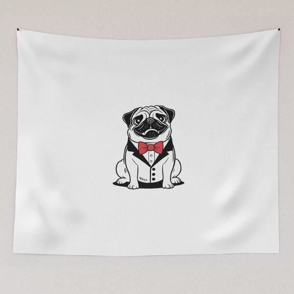 Item preview, Classy Pug in Tuxedo – Funny Dog Art designed and sold by LOLThreads.