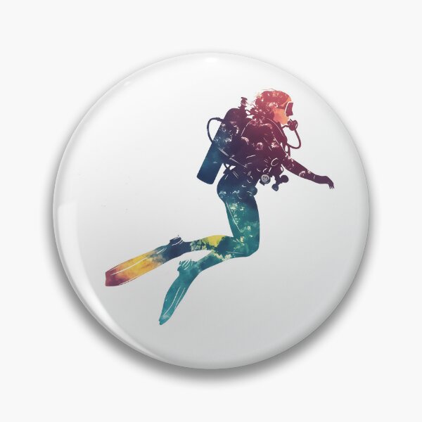 Item preview, A little diver girl with scuba gear, swimming, full body, flat watercolor style, pastel tones, clean and minimalist design, pure white background Sticker designed and sold by wonderisland.