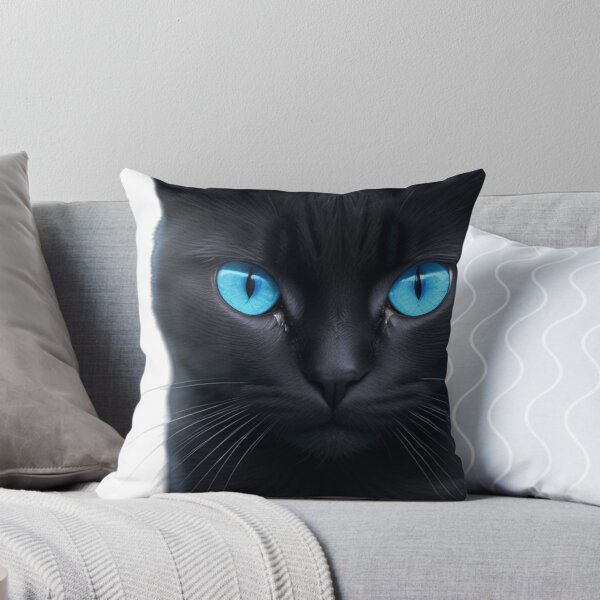 Item preview, Mystical Black Cat with Piercing Blue Eyes - Gothic Pet Art designed and sold by TopUpDesign.