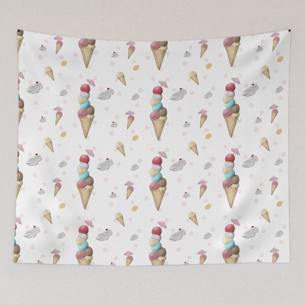Item preview, waffle ice cream with cream, summery pattern designed and sold by CrocoDi.