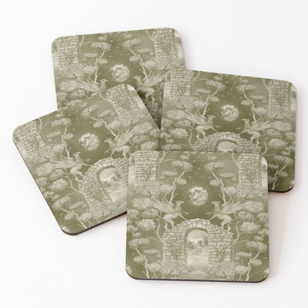 Item preview, Mythical Griffins & Starry Sky Fantasy Toile in Olive Green designed and sold by somecallmebeth.