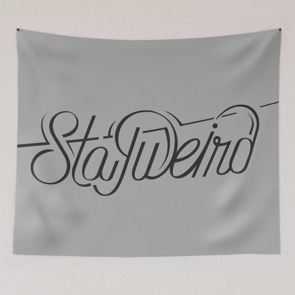 Item preview, Stay Weird Retro Art Style Hand Drawn Text in Black designed and sold by Wiggly Lines.