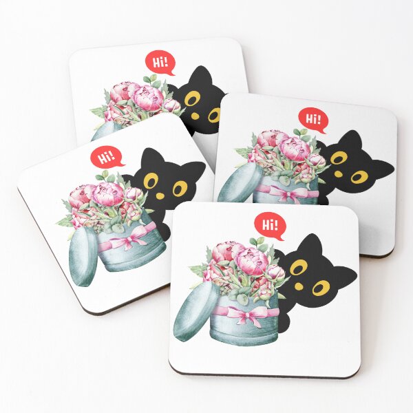 Item preview, Black cat surprise in flower box designed and sold by LaUnArt.