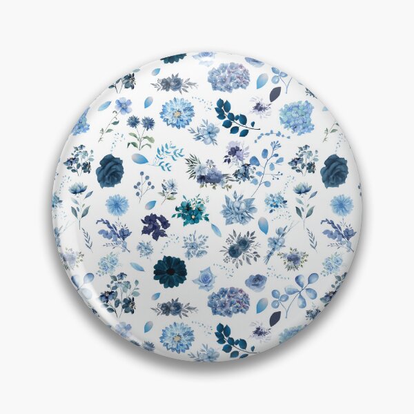 Item preview, Blue flowers and petals on white background seamless pattern designed and sold by Fantacaroo Designs.