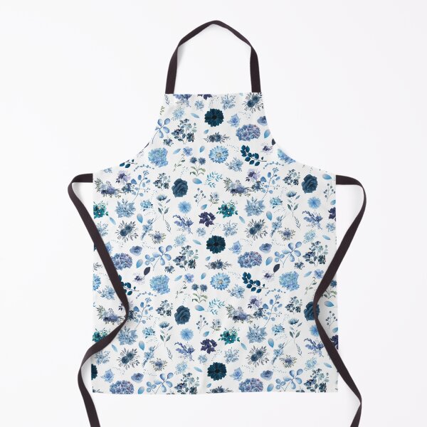 Item preview, Blue flowers and petals on white background seamless pattern designed and sold by Fantacaroo Designs.
