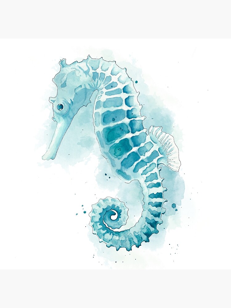 Thumbnail 4 von 4, Kissen, Aquarell Seepferdchen designt und verkauft von StephanieBinot.