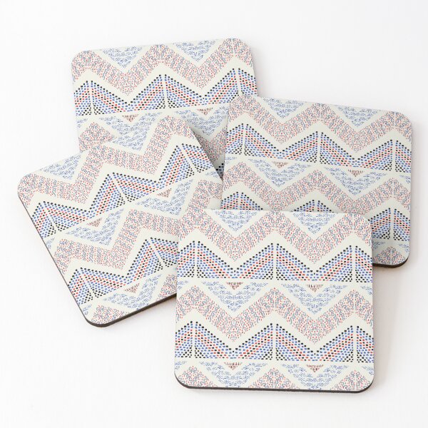 Item preview, RED BLUE WHITE BLACK DOTS ,LINES,ART DECO CHEVRONS designed and sold by BulganLumini.