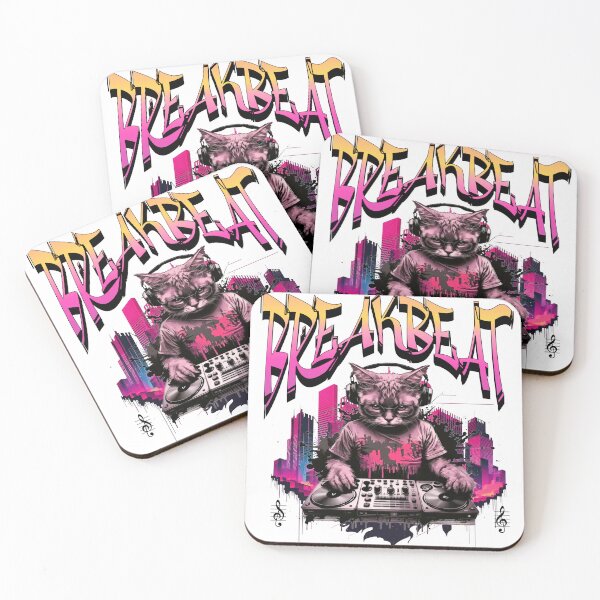 Item preview, BREAKBEAT  - Graffiti Kitty Dj (Pink/Black)  designed and sold by Discothreadz.