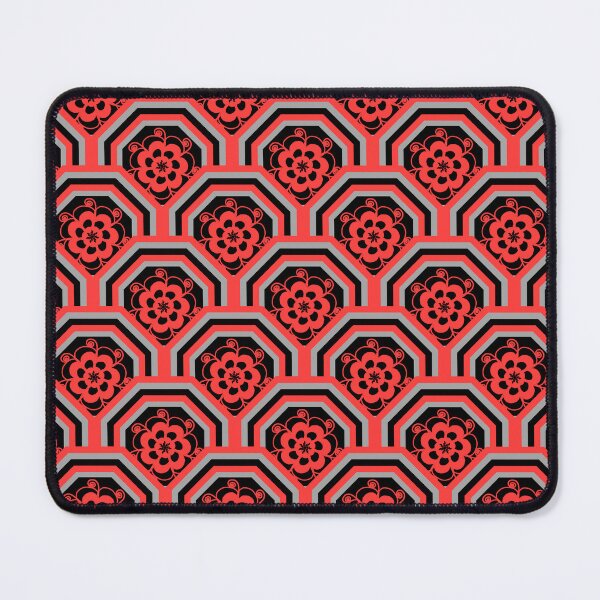 Item preview, Geometric Floral Pattern in Red and Black Octagonal Frame designed and sold by Kittaya  Saemee.