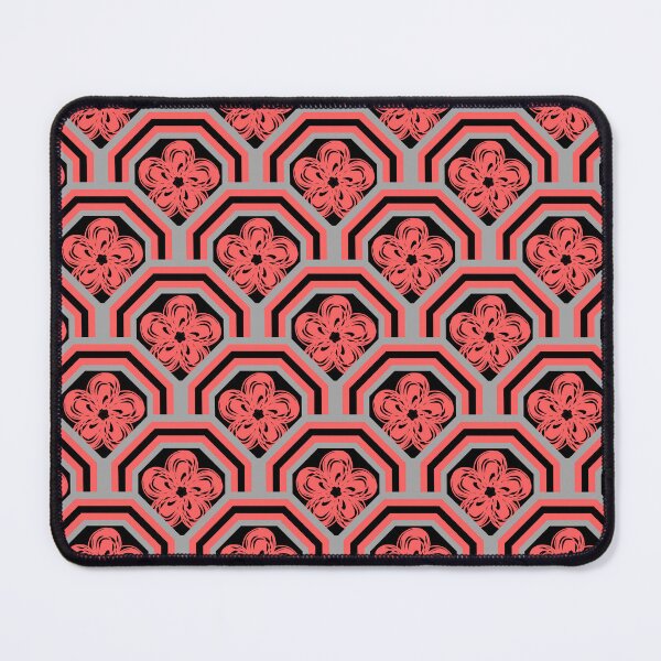 Item preview, Five-Petal Floral Pattern in Red and Black Octagonal Frame designed and sold by Kittaya  Saemee.