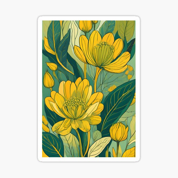 Item preview, Golden Blooms - Floral Pattern designed and sold by Line in Bloom.