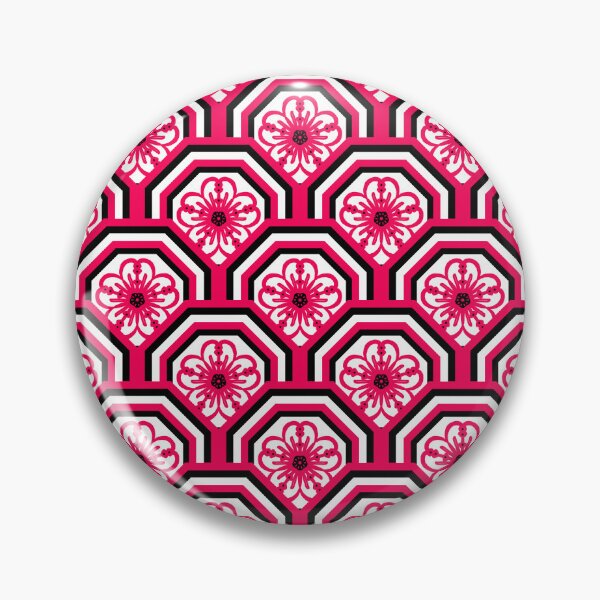 Item preview, Five-Petal Flower Pattern in Pink and Black Octagonal Frame designed and sold by Kittaya  Saemee.