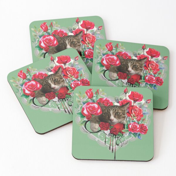 Item preview, Cat Red Roses And Lace Heart Valentine's Day designed and sold by HappyHavenStu.