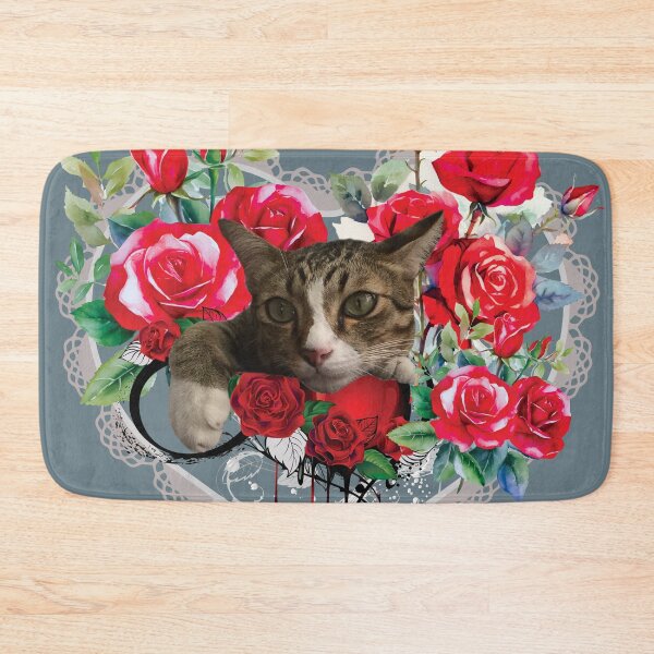 Item preview, Cat Red Roses And Lace Heart Valentine's Day designed and sold by HappyHavenStu.